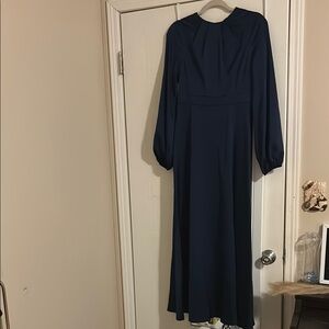 Elegant Navy Blue Long Sleeve Dress